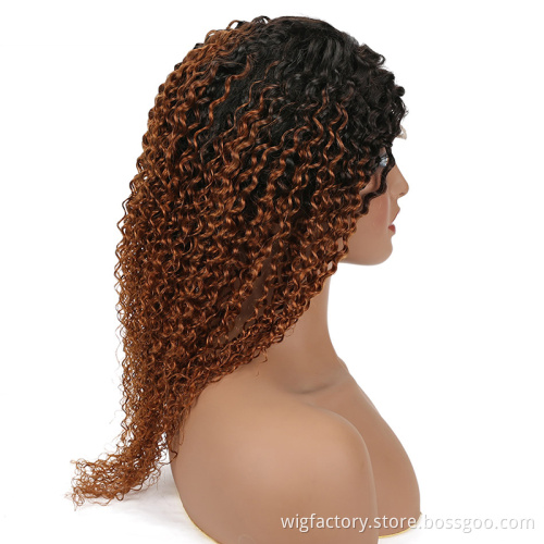 wholesale kinky curly human hair wigs, new arrival kinky curly wigs two tone wig color